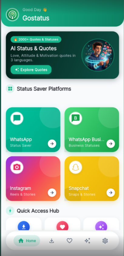 Gostatus App Screen Interface